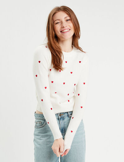 Pull manches longues rouge femme