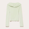 Pull ajust&eacute; col bardot manches longues vert pastel femme