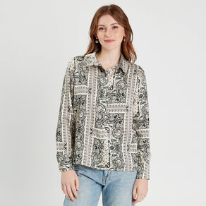 Chemise manches longues satin blanc femme