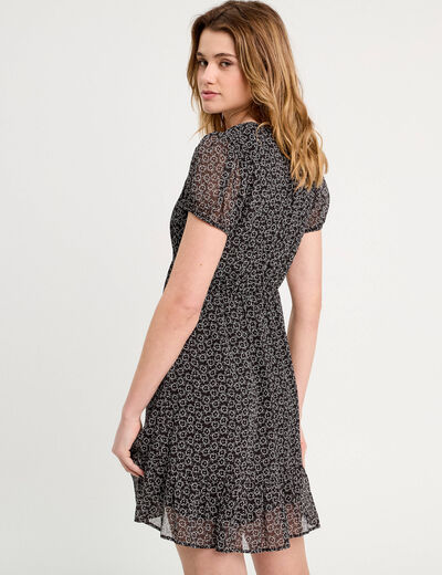 Robe évasée manches courtes noir femme