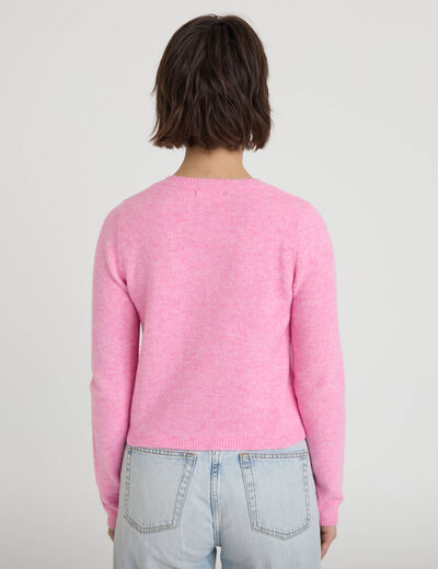 Gilet boutonn&eacute; manches longues rose femme