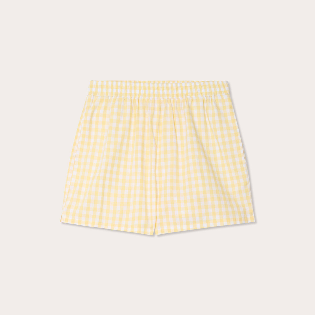 Short droit taille élastiquée jaune femme
