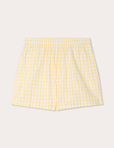 Short droit taille élastiquée jaune femme
