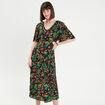 Robe longue évasée ouvertures noir femme