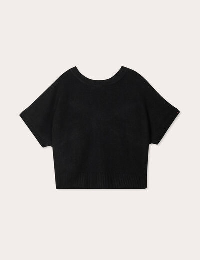 Pull dos devant détail noeud noir femme