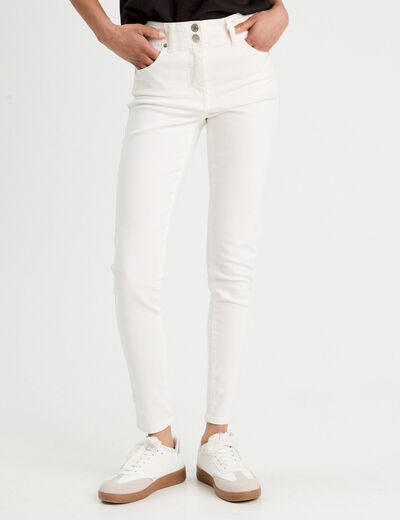 Jeans skinny 5 poches ecru femme