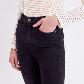jeans skinny taille elastiquee denim noir femme Jeans skinny taille élastiquée denim noir femme