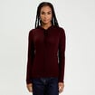 Pull &agrave; capuche rouge fonc&eacute; femme