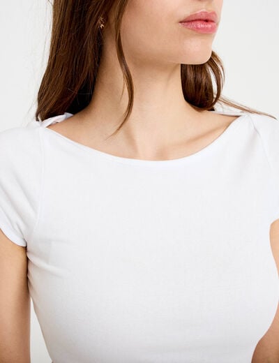 T-shirt ajust&eacute; manches courtes blanc femme