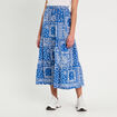 Jupe longue fluide bleu femme