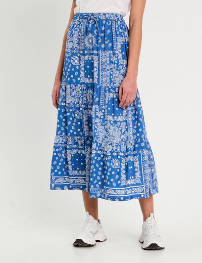 Jupe longue fluide bleu femme