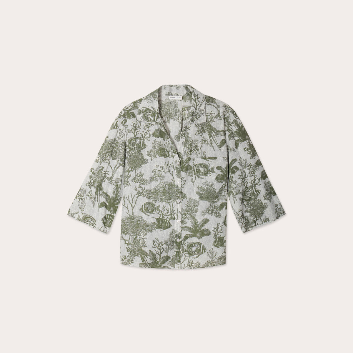 Blouse manches 3/4 en jean blanc femme