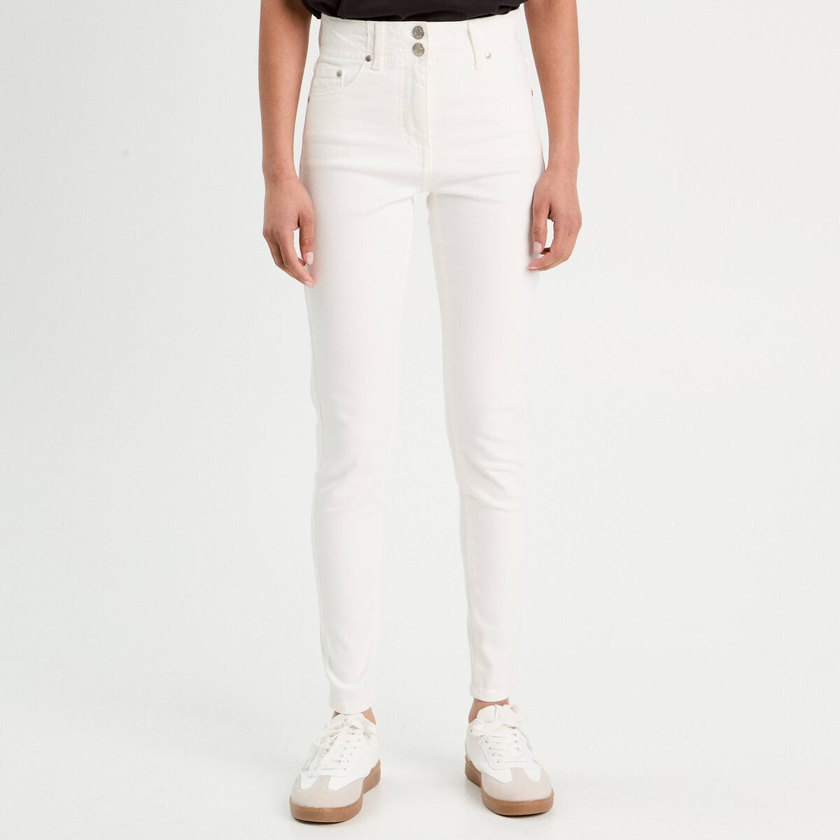 Jeans skinny 5 poches ecru femme