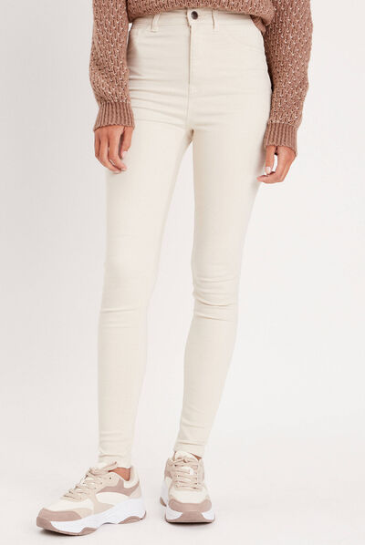 Jeans skinny intérieur gratté chaud sable femme