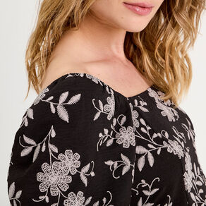 blouse manches 34 noir femme Blouse manches 3/4 noir femme
