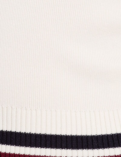 Pull manches courtes col polo ecru femme