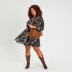 Robe évasée manches 3/4 noir femme