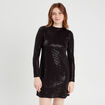 Robe évasée avec sequins noir femme