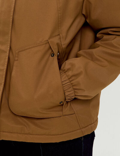 Parka col fausse fourrure amovible marron fonc&eacute; femme