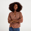 Blouse col v manches longues rouge fonc&eacute; femme