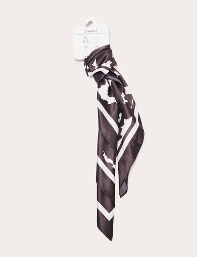 Foulard carré satin noir femme