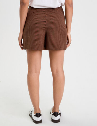 Jupe-short évasée marron foncé femme