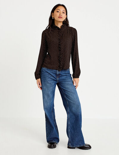 Blouse manches longues marron femme
