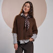 Pull manches courtes marron fonc&eacute; femme