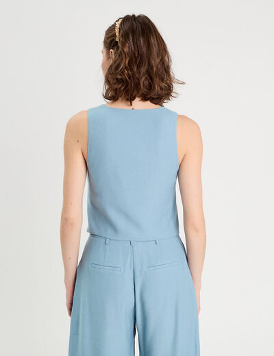 Veston sans manches bleu gris femme