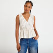 Blouse sans manches col v blanc femme