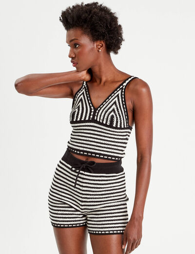 Débardeur crochet cropped noir femme