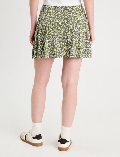 Jupe-short patineuse vert kaki femme