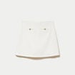 Jupe-short trap&egrave;ze courte en tweed ecru femme