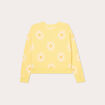 Gilet col v motif fleur jaune clair femme