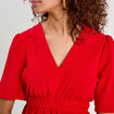 Robe évasée taille élastiquée rouge femme