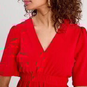 robe evasee taille elastiquee rouge femme Robe évasée taille élastiquée rouge femme