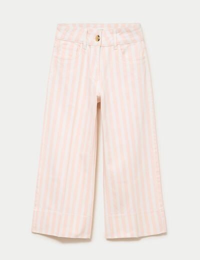 Jean wide leg cropped taille haute blanc femme