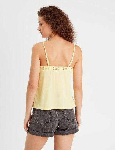 Débardeur col crochet jaune clair femme