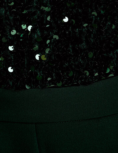 Combinaison effet 2-en-1 &agrave; sequins vert fonc&eacute; femme