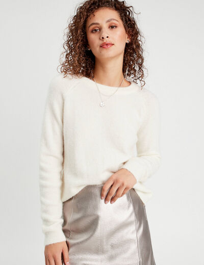 Pull manches longues ecru femme