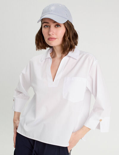 Blouse manches 3/4 blanc femme