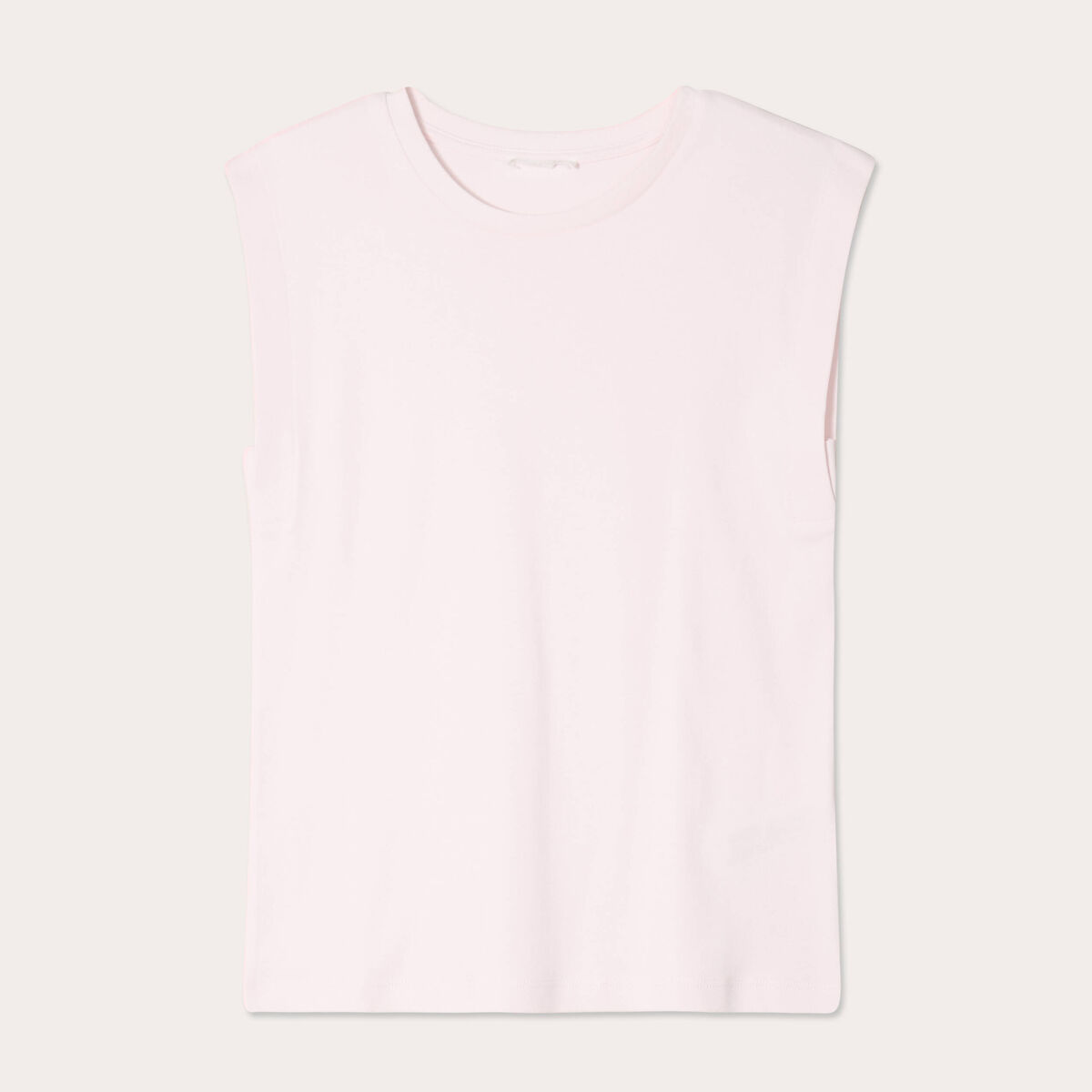T-shirt col rond sans manches rose clair femme