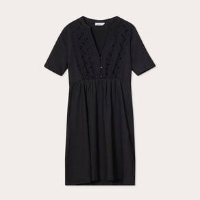 robe droite broderie noir femme Robe droite broderie noir femme