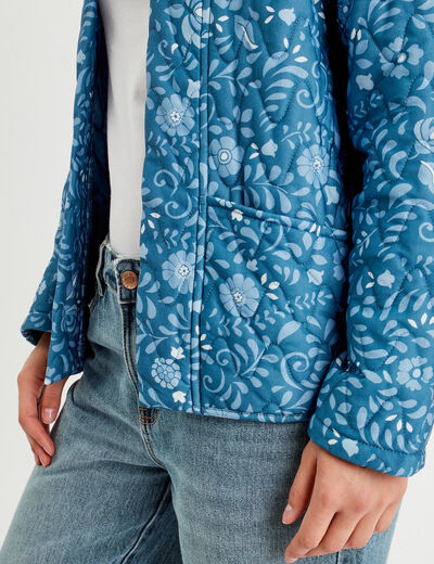 Veste effet matelassé bleu marine femme