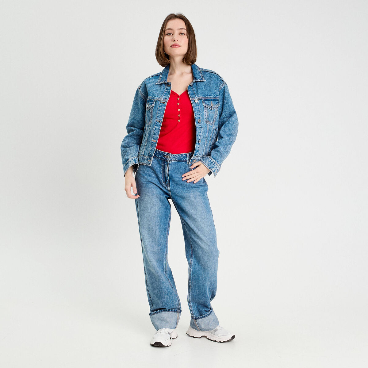 Body manches courtes rouge femme