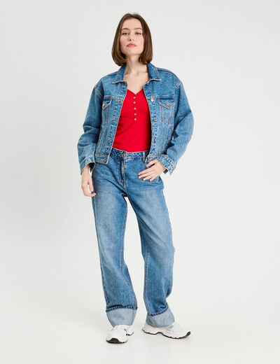 Body manches courtes rouge femme