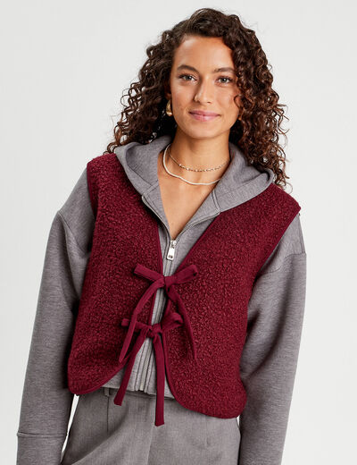Gilet sans manches polaire prune femme