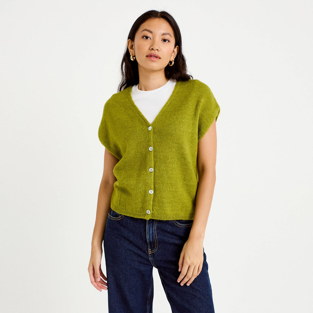 Gilet sans manches vert fonc&eacute; femme