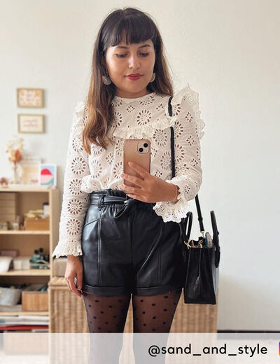 Short paperbag similicuir noir femme