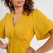 Robe évasée taille élastiquée jaune citron femme